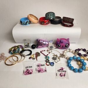 90s and 2000s fashion jewelry lot, bracelets, earrings, gages, necklace, rings